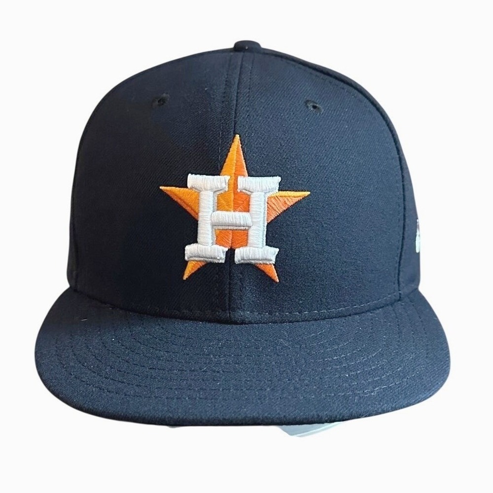 Vtg Houston Astros New Era 59FIFTY Fitted On-Field Hat Cap 7 3/8 Black‎ Made USA